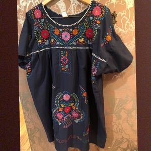 Liliana Cruz Embroidered Mexican Peasant Dress
